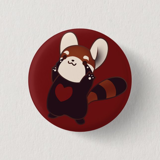 Kawaii Red Panda Button Badge (Front)
