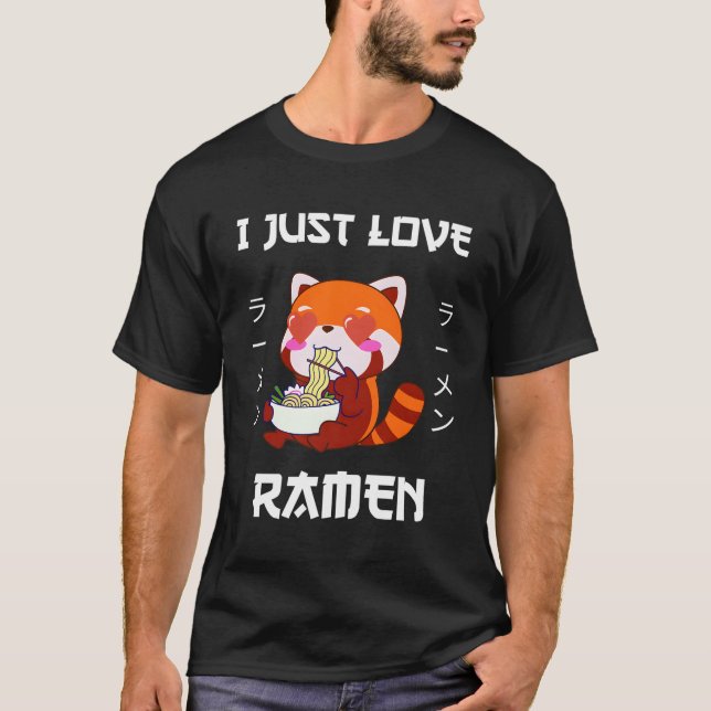 Kawaii Red Panda Eats Ra I Just Love Ra Japanese S T-Shirt (Front)