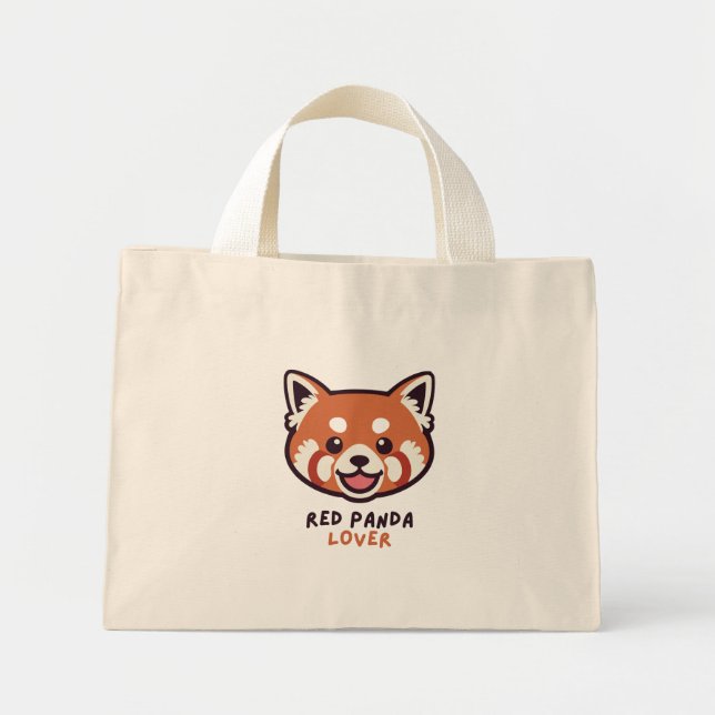 Kawaii Red Panda Lover Mini Tote Bag (Front)