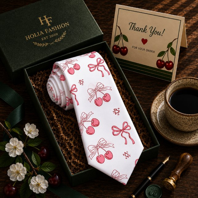 Kawaii Red Sweet Cherry Pattern Tie (Creator Uploaded)