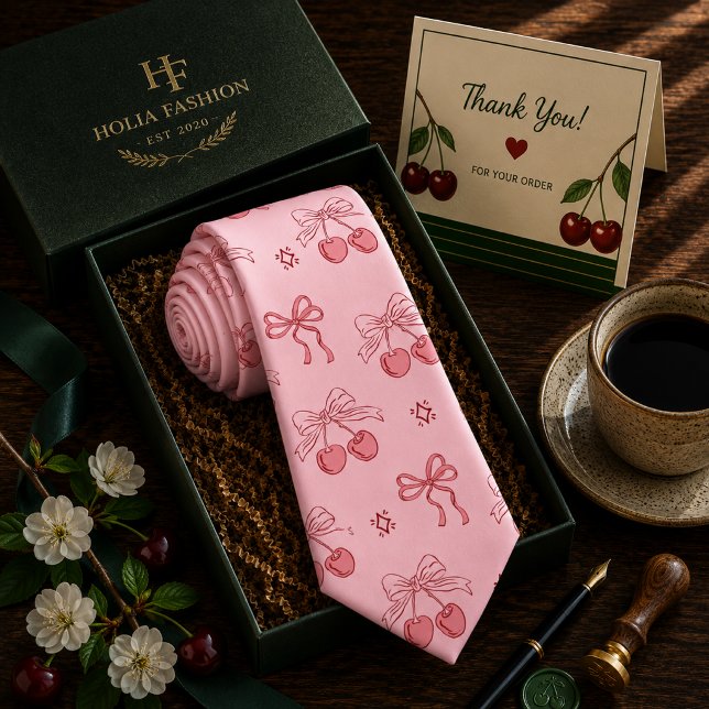 Kawaii Red Sweet Cherry Pattern Tie (Creator Uploaded)