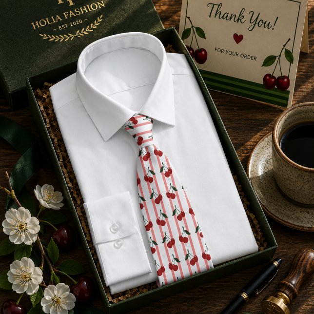 Kawaii Red Sweet Cherry Pattern Tie (Creator Uploaded)