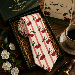 Kawaii Red Sweet Cherry Pattern Tie