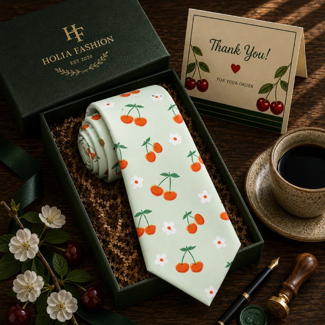 Kawaii Red Sweet Cherry Pattern Tie (Creator Uploaded)