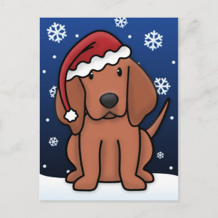 Kawaii Redbone Coonhound Christmas Postcard