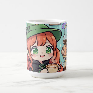 Kawaii Redhead Witch Mug Cute Latte Coffee Art
