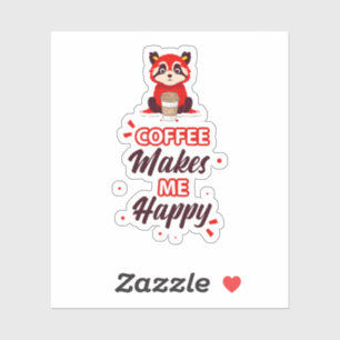 Kawaii Redpanda Art Coffee Addict