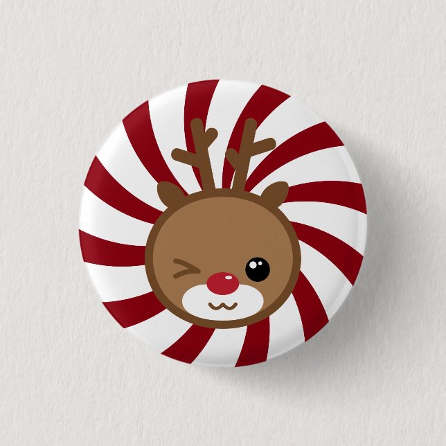 Kawaii Reindeer Button (Front)