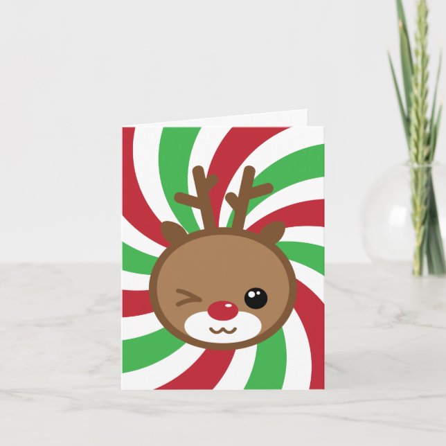 Kawaii Reindeer Greeting Card (Front)