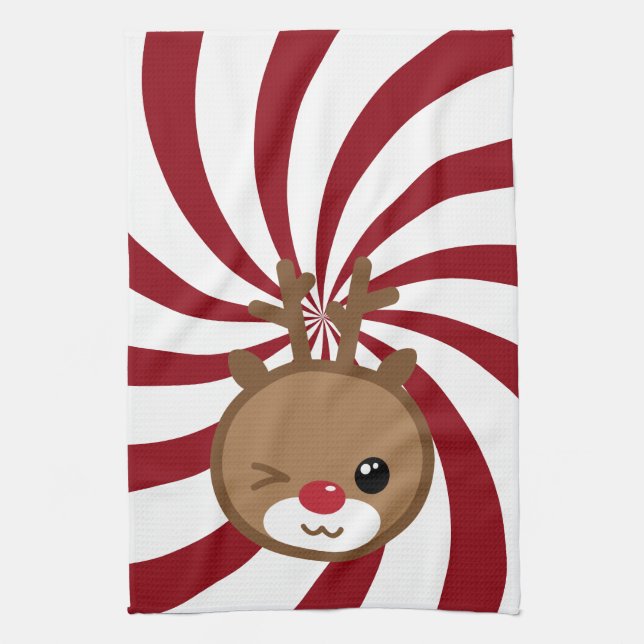 Kawaii Reindeer Kitchen Towel (Vertical)
