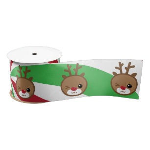 Kawaii Reindeer Satin Ribbon