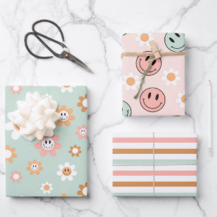 Kawaii Retro Groovy Wrapping Paper Sheet