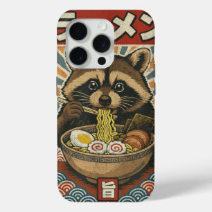 Kawaii Retro Vintage Japanese Slurping Ramen Racco iPhone 15 Pro Case