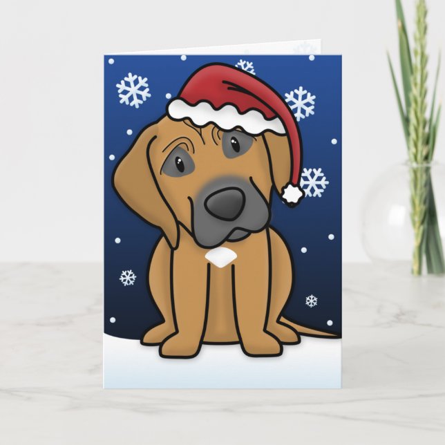 Kawaii Rhodesian Ridgeback Christmas Card (Front)