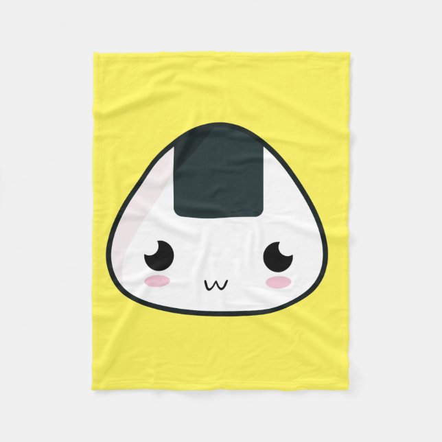 Kawaii Rice ball Fleece Blanket (Front)