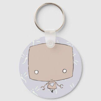 Kawaii Robot (purple firefly print) Key Ring