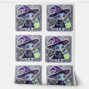 Kawaii Robot Witch Halloween Cute Magic Potion Wallpaper