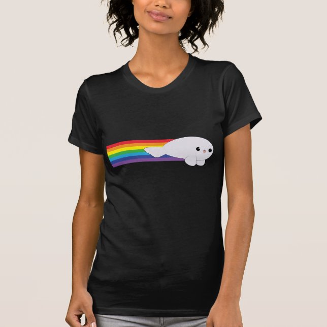 Kawaii Rocket Powered Rainbow Seal! T-Shirt (Front)