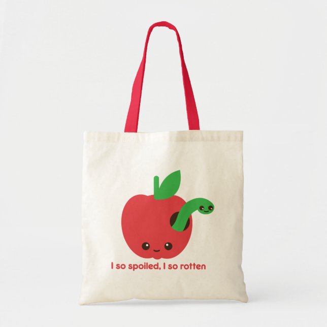 Kawaii Rotten Apple Tote Bag (Front)