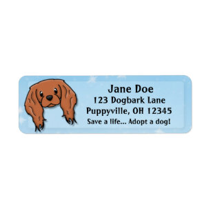 Kawaii Ruby Cavalier King Charles Spaniel Return Address Label