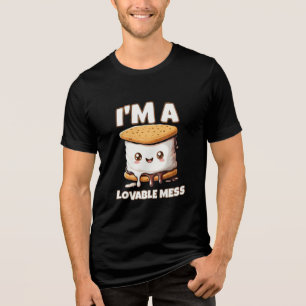 Kawaii S’mores I’m a Loveable Mess Cute Marshmallo Tri-Blend Shirt