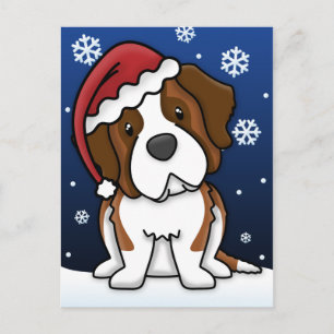 Kawaii Saint Bernard Christmas Postcard