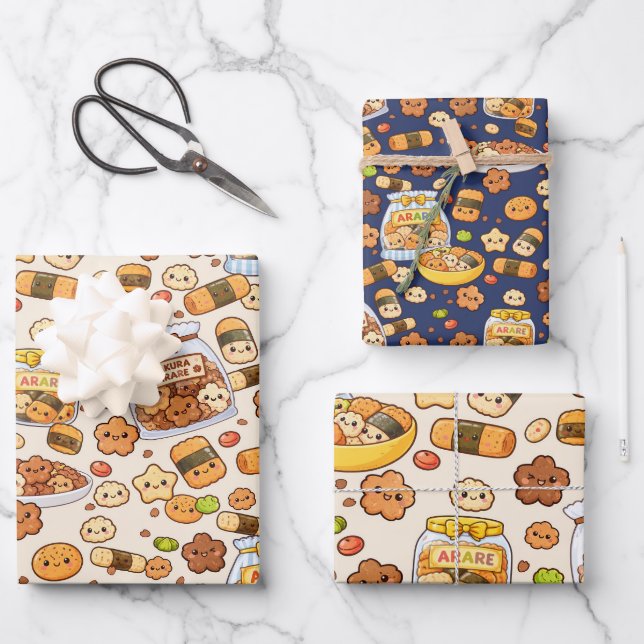 Kawaii sakura arare snack wrapping paper sheet (Front)