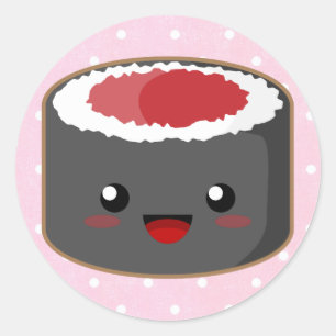 Kawaii Salmon Roll Classic Round Sticker