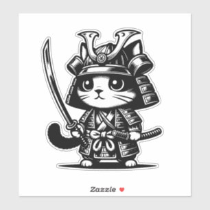 Kawaii Samurai Cat Sticker – Cute Design