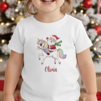 Kawaii Santa Claus Riding Rainbow Unicorn