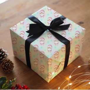 Kawaii Santa pastel pattern Wrapping Paper