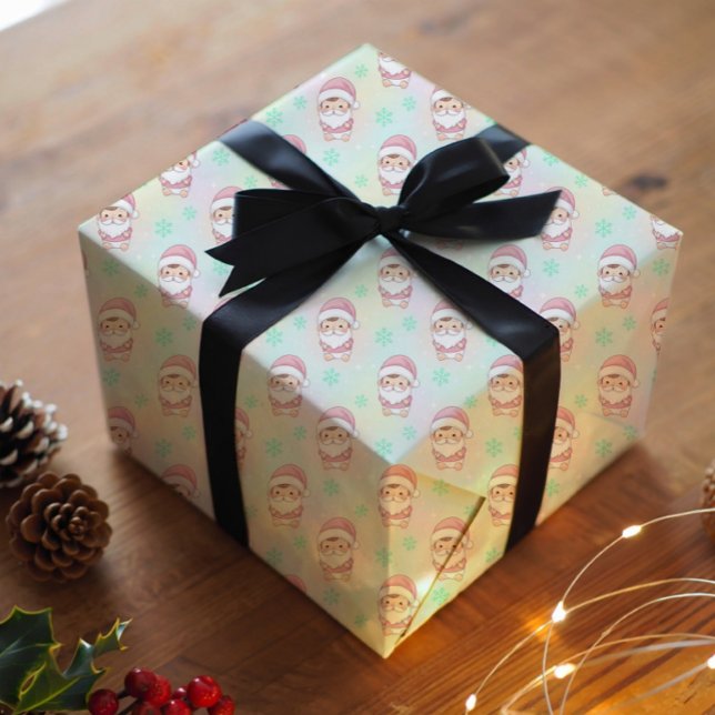 Kawaii Santa pastel pattern  Wrapping Paper (Creator Uploaded)