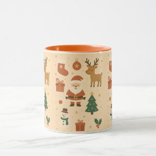 Kawaii Santa & Reindeer – Festive Christmas Mug