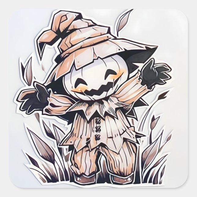 Kawaii Scarecrow 01 Square Sticker (Front)