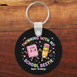 Kawaii School Bestie Twinning Friendship Key Ring