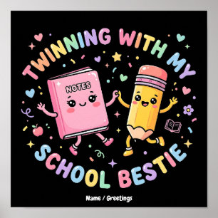 Kawaii School Bestie Twinning Friendship Poster
