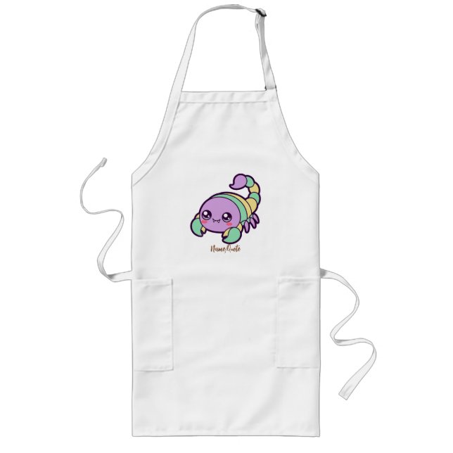 Kawaii Scorpion Cute Pastel Cartoon Long Apron (Front)