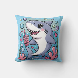 Kawaii Shark Boba Tea Ocean Vibes Cushion