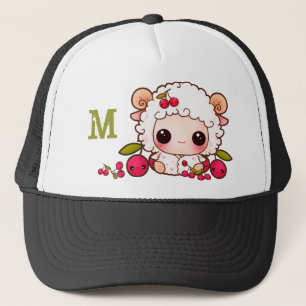 Kawaii sheep and cherries - Monogrammed Trucker Hat