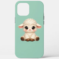 Kawaii Sheep Sitting Happily with Sweet