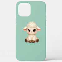 Kawaii Sheep Sitting Happily with Sweet