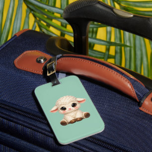 Kawaii Sheep Sitting Happily with Sweet Luggage Tag
