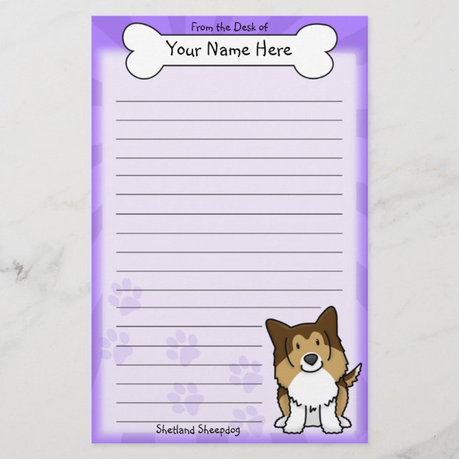 Kawaii Sheltie Stationery (Front)