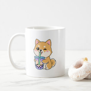 Kawaii Shiba Inu Boba 🐶🧋 – Cute Bubble Tea Dog  Coffee Mug