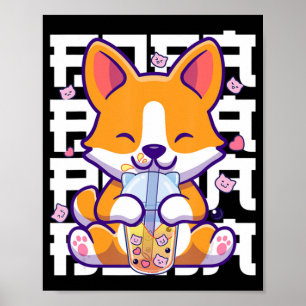 Kawaii Shiba Inu Dog Bubble Tea Boba Anime Gifts G Poster