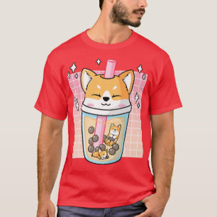 Kawaii Shiba Inu Dog Bubble Tea Boba Japan Corgi65 T-Shirt