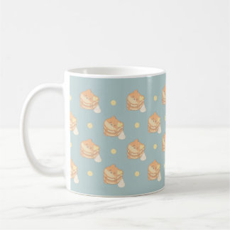 Kawaii Shiba Inu Pancakes Mug with Bananas Blue