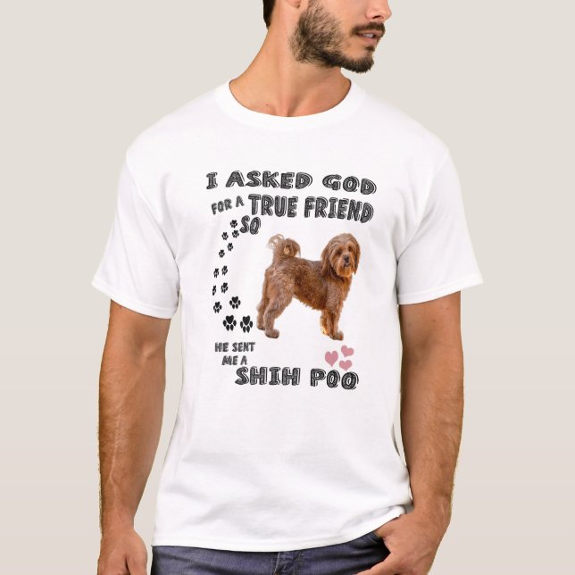 Kawaii Shih Poo Quote Mum, Pooshi Dad Art, Cute Sh T-Shirt (Front)