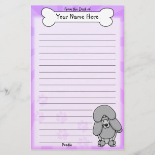 Kawaii Silver Poodle Stationery