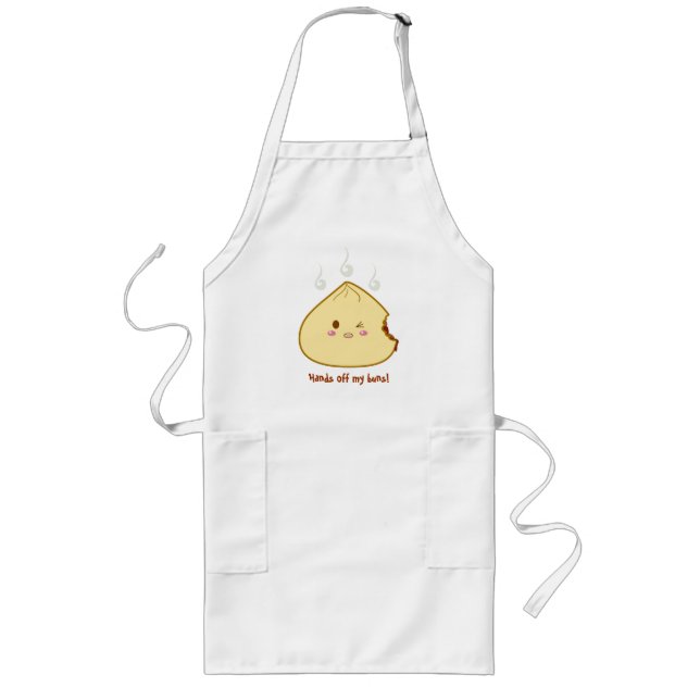 Kawaii "SioPao" Meatbun Bitemark "Hand off!" Long Apron (Front)